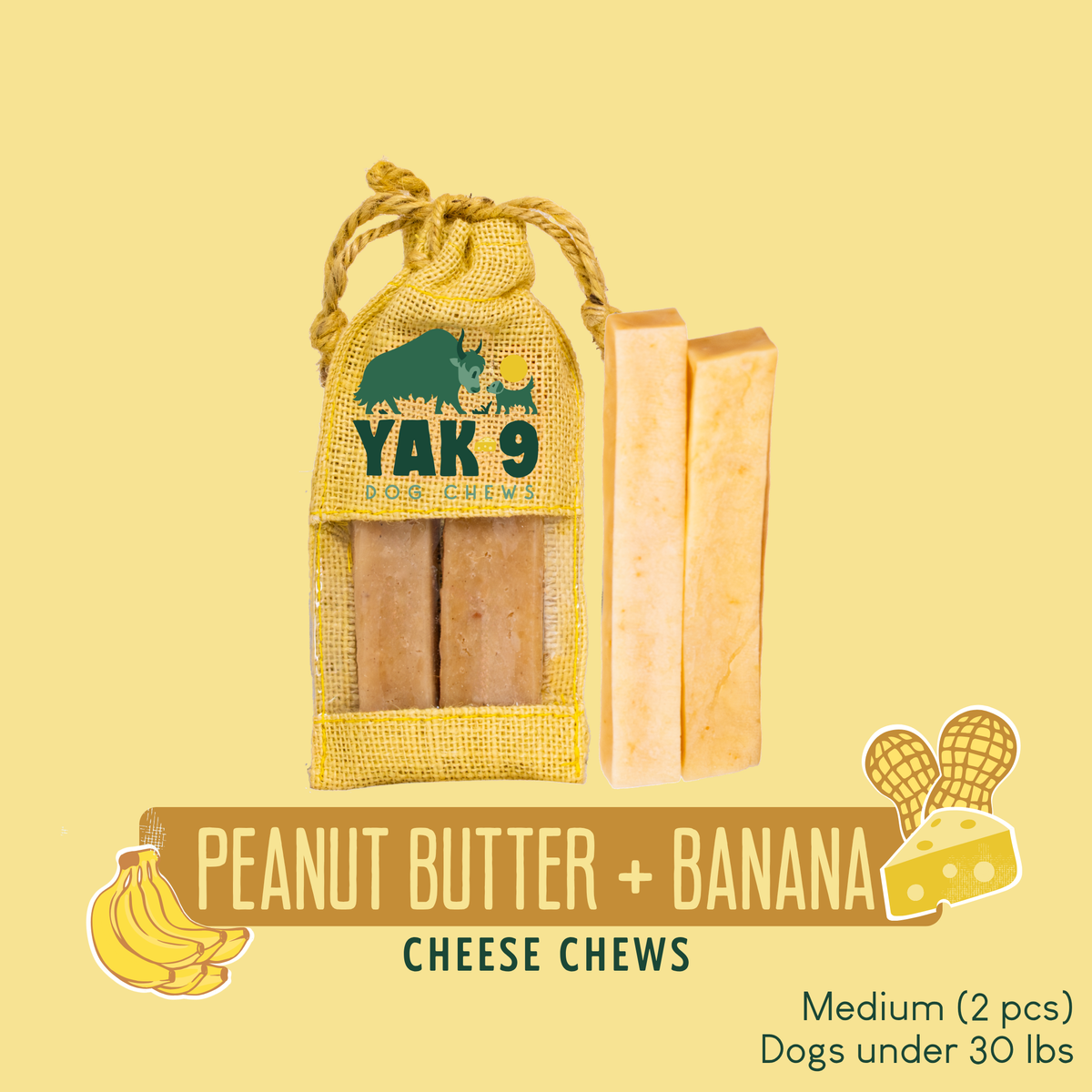 Peanut Butter Banana Chews for Dogs